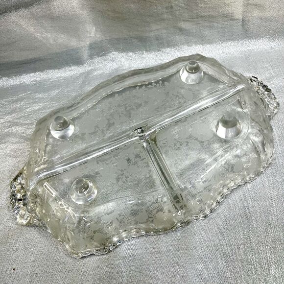 VINTAGE 1930s Etched Cambridge Rose Point Divided Relish Dish 12" - Picture 4 of 7